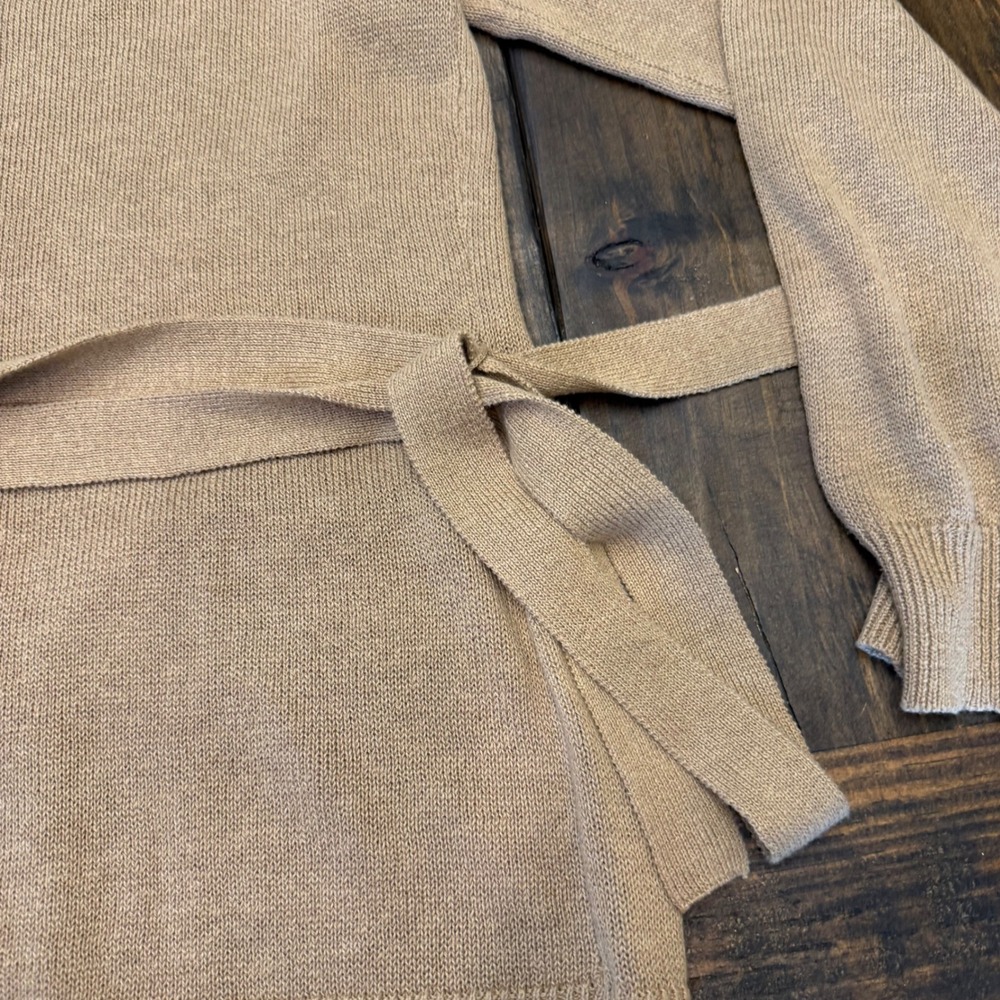 Lauren Ralph Lauren Womens Tan Linen Cotton Belted Cargo Pocket Cardigan Large - Picture 8 of 8